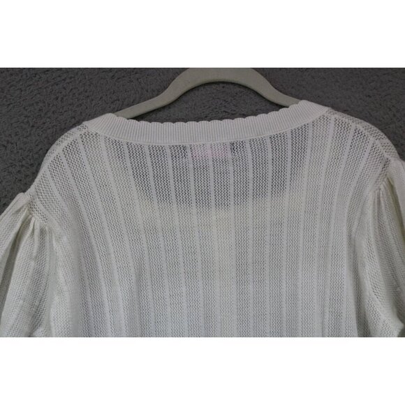 Curlbiuty Vintage Short Sleeve Scalloped Open Knit Button-Up Sweater-Size 2XL - Picture 10 of 10